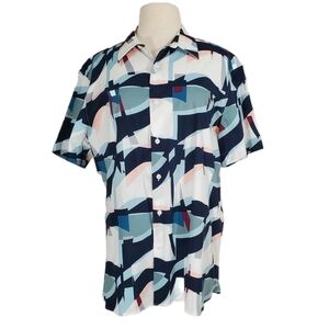 Perry Ellis Art Deco Geometric Button Down Shirt